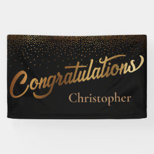 Banderoles Félicitations avec Gold Confetti sur Black