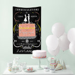 Banderoles Félicitations Black and Pastel Engagement Party<br><div class="desc">Bannière de la partie d'engagement; customisez les félicitations et tout le texte sauf "fiançailles". Arrière - plan noir avec accents de pêche et jaune. Lien d'invitation correspondant : http://www.zazzle.com/couples_cake_topper_engagement_party_invitation-256386090976956482?rf=238174814038280309</div>