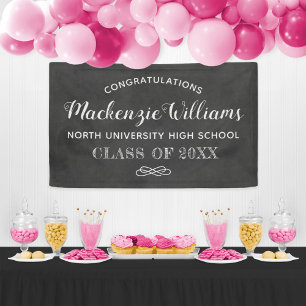 Banderoles Félicitations Black Chalkboard Graduation Party