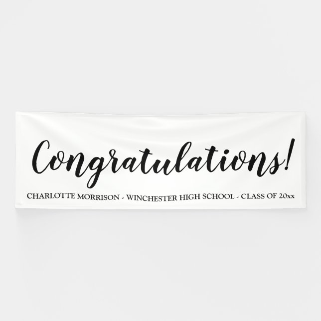 Banderoles Félicitations black custom script graduation (Horizontal)