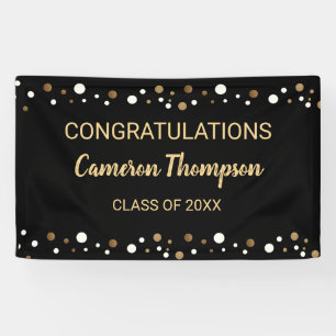 Banderoles Félicitations Black et Gold Graduation Custom