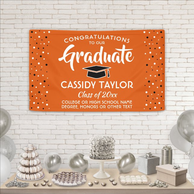 Banderoles Félicitations Confetti Orange Blanc & Noir (Créateur téléchargé)