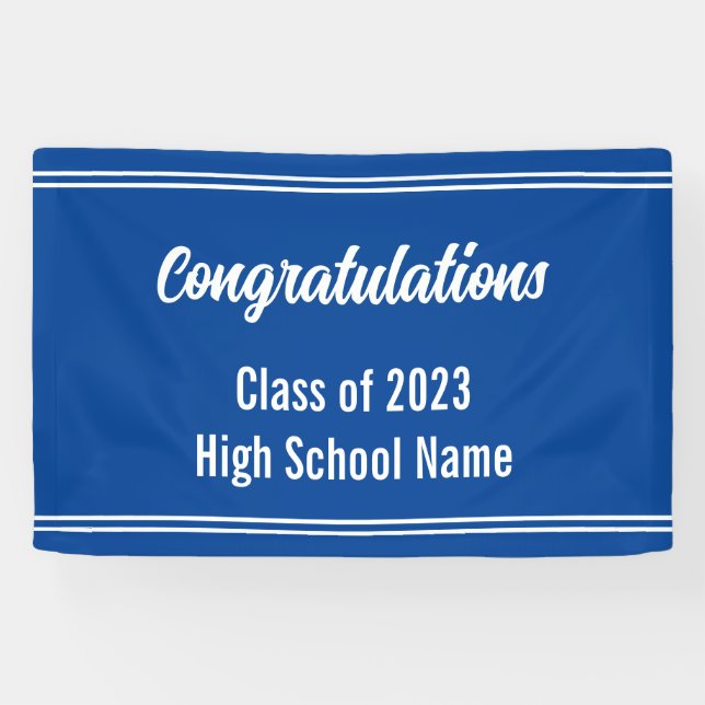 Banderoles Félicitations Deep Blue and White High School (Horizontal)