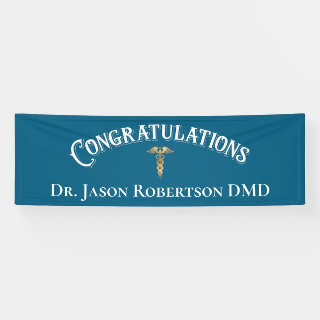 Banderoles Félicitations Dentist Dental Elegant Black Gold (Horizontal)