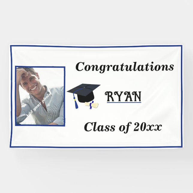 Banderoles Félicitations Diplôme de Casquette diplômé Photo (Horizontal)