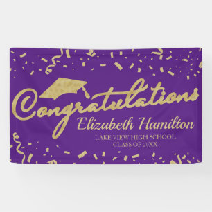 Banderoles Félicitations diplômé or et violet
