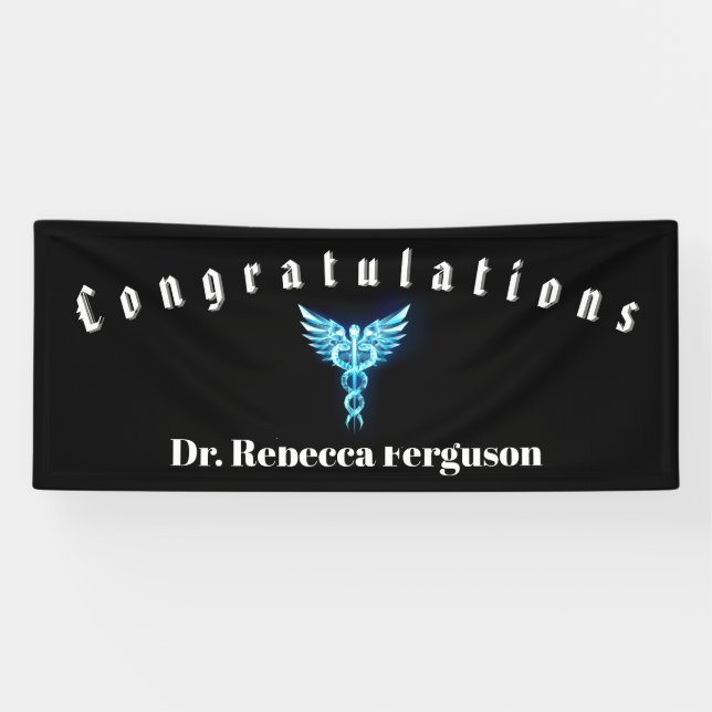 Banderoles Félicitations Docteur Médecin Caducée Or (Horizontal)