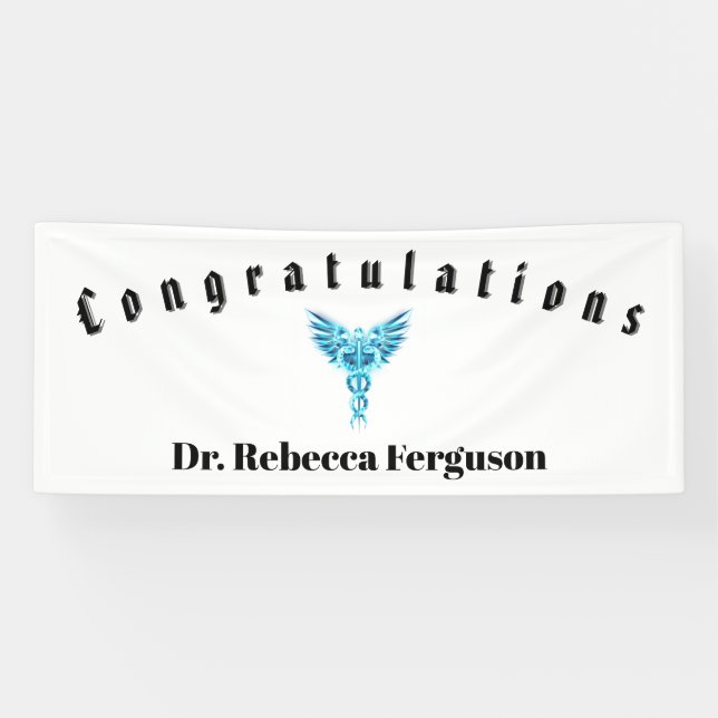 Banderoles Félicitations Docteur Médecin Caduceus Gold (Horizontal)