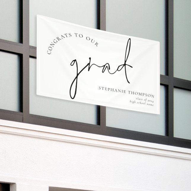 Banderoles Félicitations Grad Black Script Grad Annonce (Bâtiment extérieur)