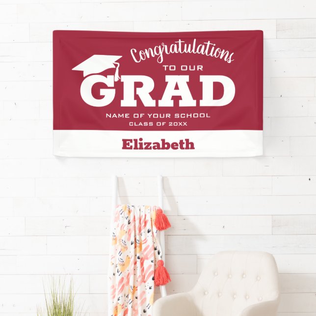 Banderoles Félicitations Grad White pour Crimson (En situation)