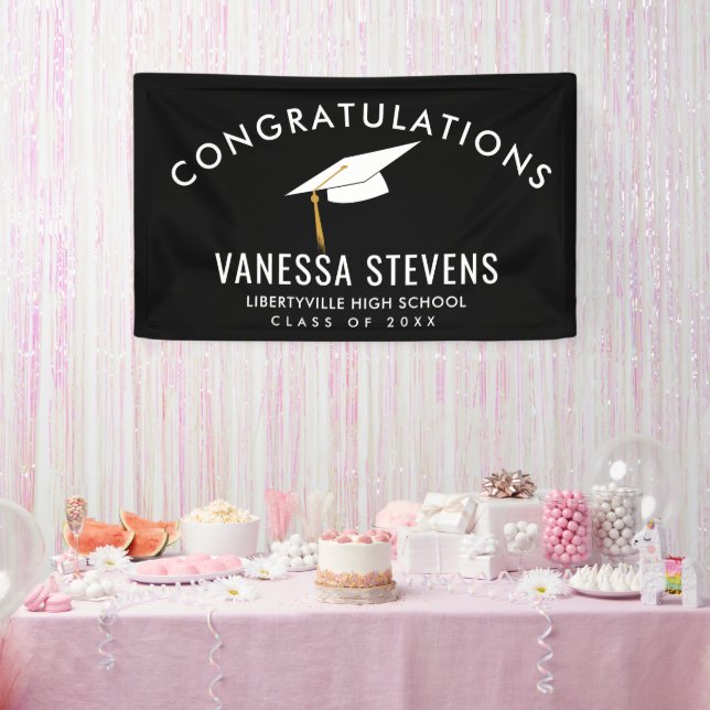 Banderoles Félicitations Graduate Black (Fête)