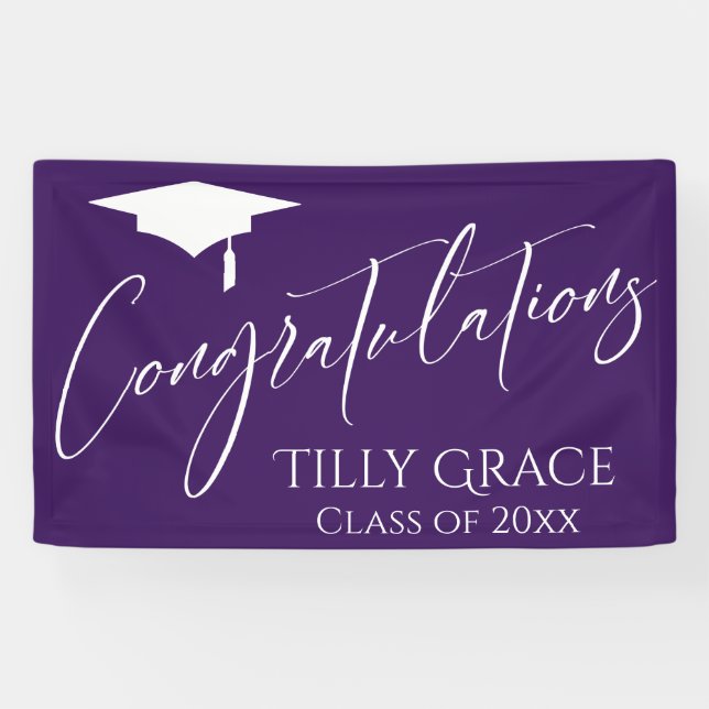 Banderoles Félicitations Graduate Class of Dark Purple (Horizontal)