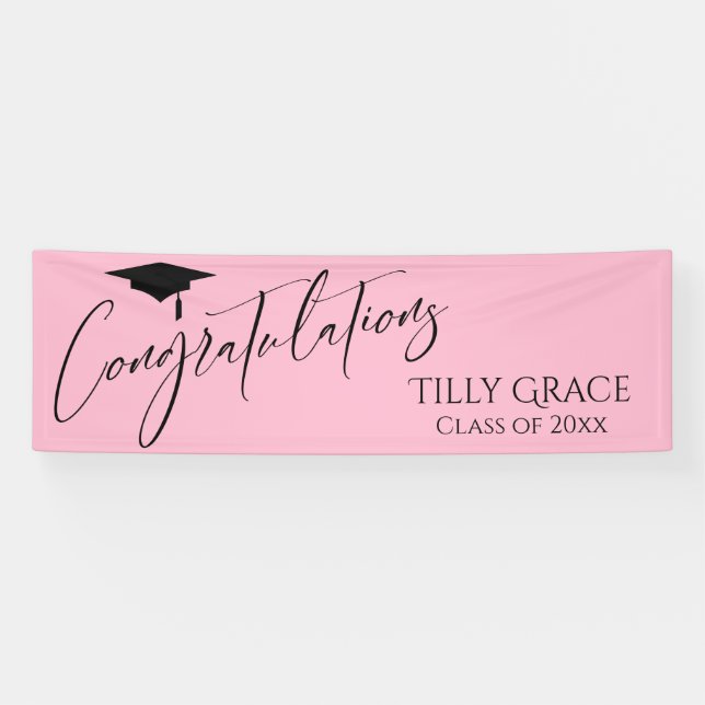Banderoles Félicitations Graduate Class of Light Pink (Horizontal)