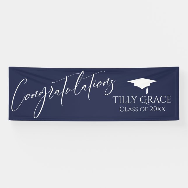 Banderoles Félicitations Graduate Class of Navy Blue (Horizontal)