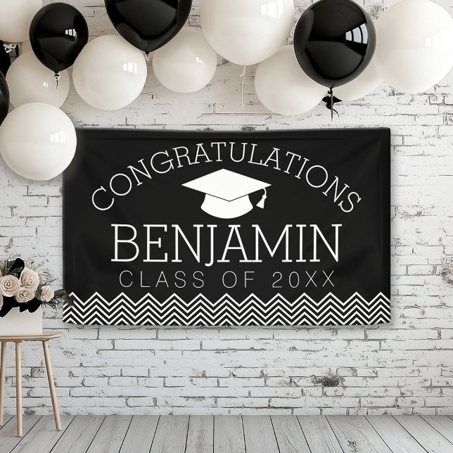 Banderoles Félicitations Graduate Graduate Graduate PEUT MODI (Custom Graduation Banner for a Grad Party or Open House)