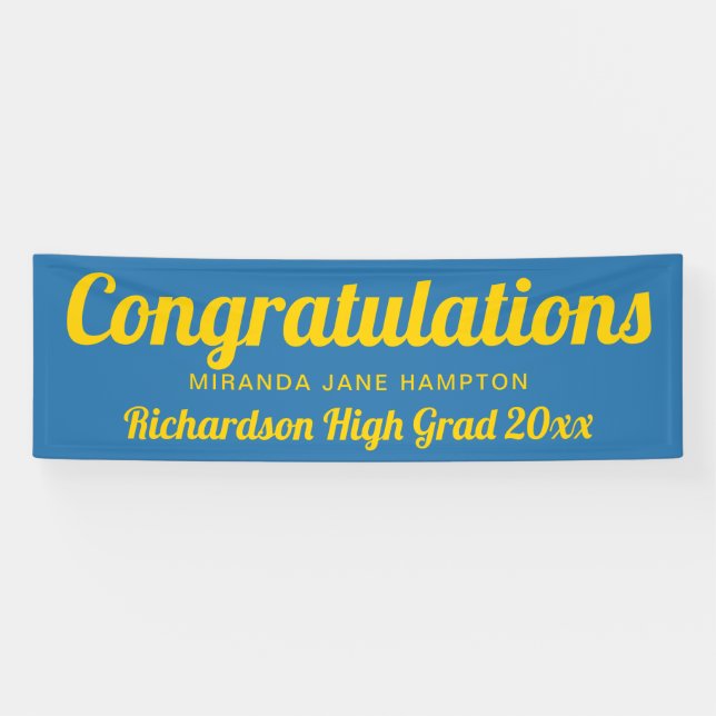 Banderoles Félicitations Graduation Bleu et Or (Horizontal)