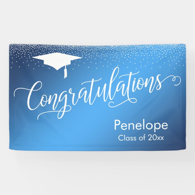 Banderoles Félicitations Graduation Blue Gradient Ombre (Horizontal)