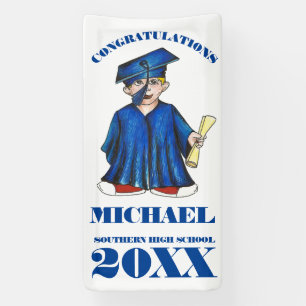 Banderoles Félicitations Graduation Boy Graduate Casquette Go