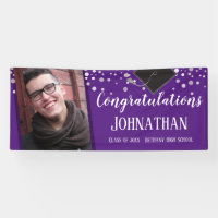 Félicitations Graduation Purple Confetti Photo