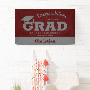 Banderoles Félicitations modernes diplômé Marron foncé et Gri