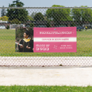 Banderoles Félicitations Monogramme rose et blanc