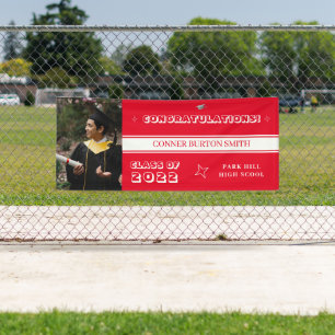 Banderoles Félicitations Monogramme rouge et blanc