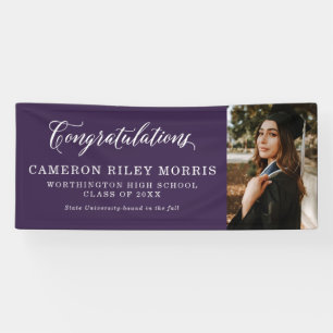Banderoles Félicitations photo de diplôme en violet