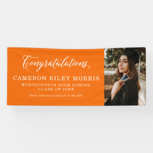 Banderoles Félicitations photo de graduation orange
