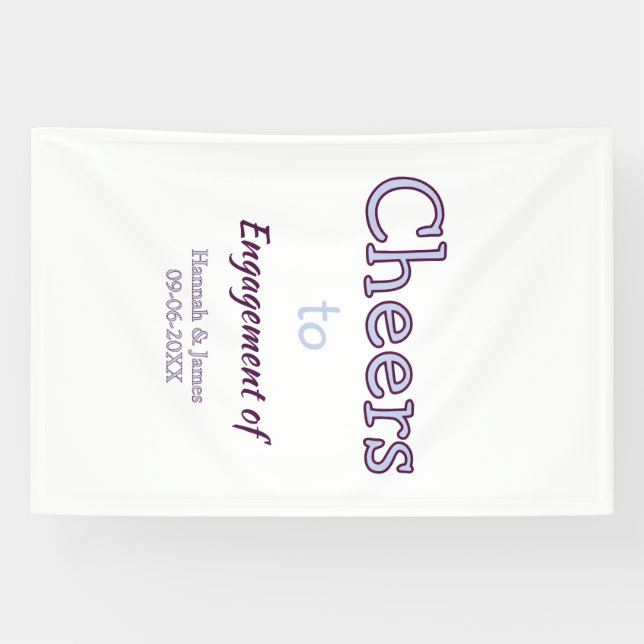 Banderoles félicitations pour les fiançailles de nom pastel m (Horizontal)