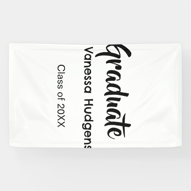 Banderoles Félicitations pour l'obtention du diplôme nom date (Horizontal)