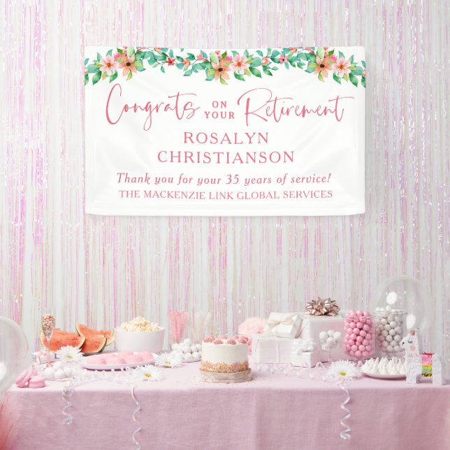 Banderoles Félicitations pour votre retraite Écriture Florale (Fête)