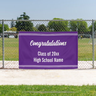 Banderoles Félicitations Purple and White High School Nom