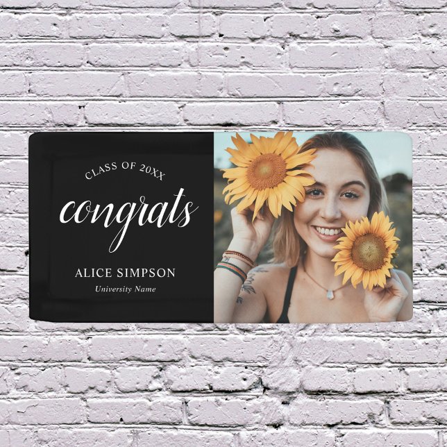 Banderoles Félicitations Script Photo Graduation (Créateur téléchargé)