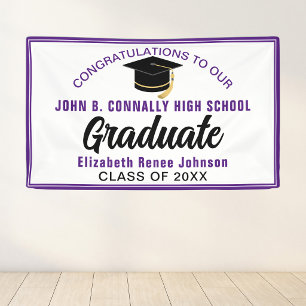 Banderoles Félicitations violettes diplômé personnalisées pou