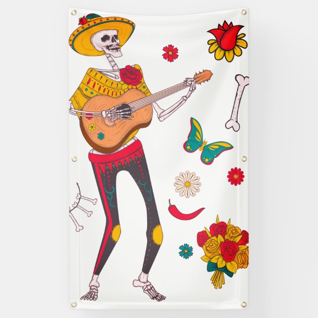 BANDEROLES FELIZ MUERTOS BANNER W/ GROMMETS (Vertical)