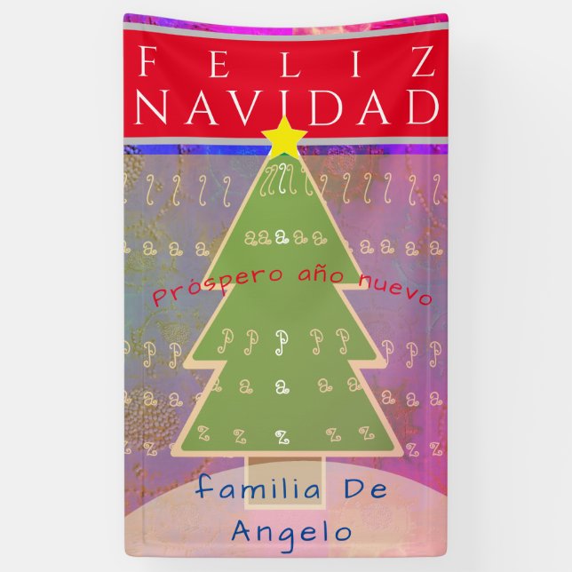 Banderoles "Feliz Navidad" Nom et message personnalisés (Vertical)