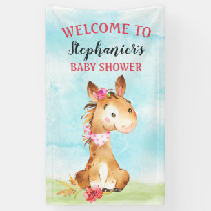 Banderoles Ferme de Baby shower Watercolor Girl Horse