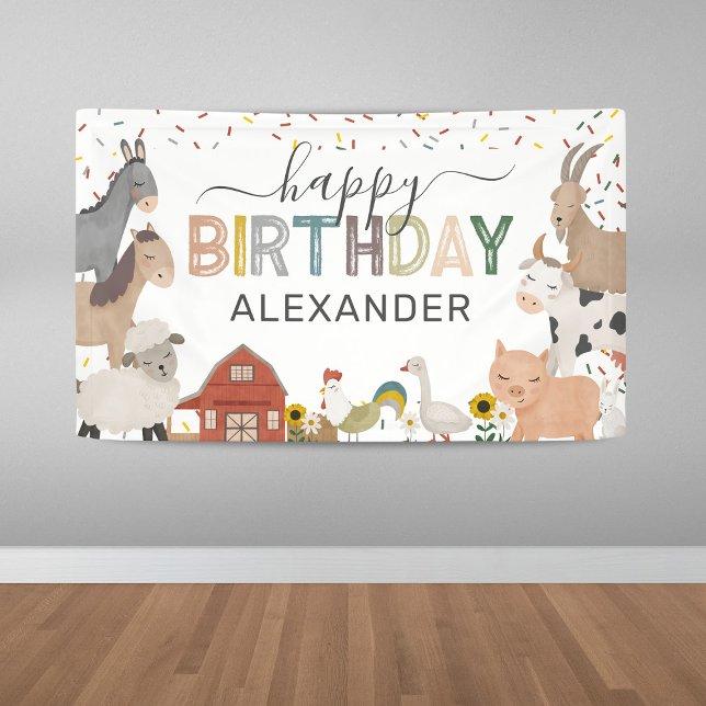 Banderoles Ferme de la grange anniversaire mignon (Créateur téléchargé)