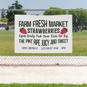 Banderoles ferme fraises fraîches vendeurs ajouter jours fois