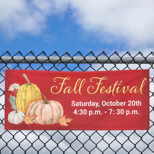 Banderoles Festival d'automne Floral Citrouille (Fall Autumn Leaves Pumpkin Festival, Carnival , Event Banner)