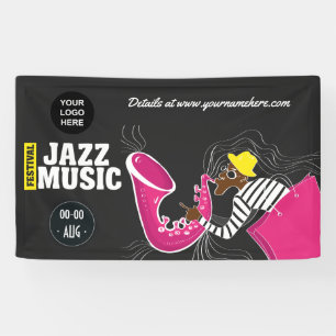 Banderoles Festival de jazz coloré ajouter un logo personnali