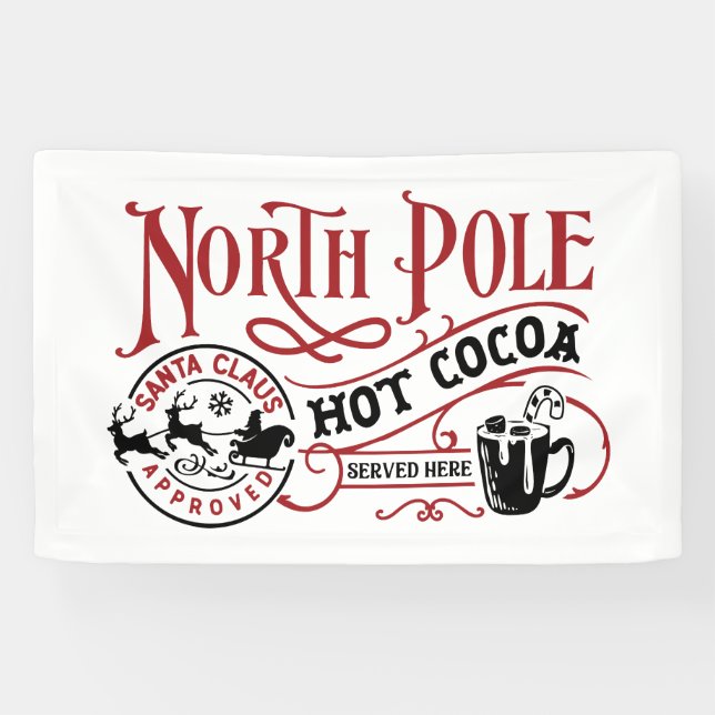 Banderoles Festive North Pole Vendeurs de bar à cacao chaud (Horizontal)