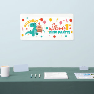 Banderoles Fête 1er Anniversaire Dino Plat Coloré