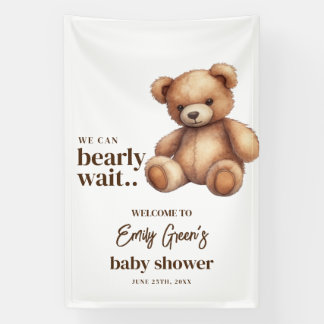 Banderoles Fête bébé ours en peluche Nous pouvons à peine att