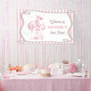 Banderoles Fête d'anniversaire 1ère année Cowgirl Rose Vintag