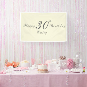 Banderoles Fête d'anniversaire 30 ans crème élégante moderne
