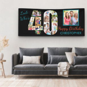 Banderoles Fête d'anniversaire 40 ans Collage photo Regardez 