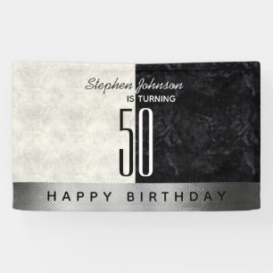 Banderoles Fête d'anniversaire 50 ans noir moderne