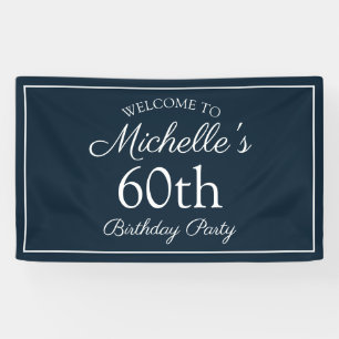 Banderoles Fête d'anniversaire 60 ans Bleu Nuit Blanc