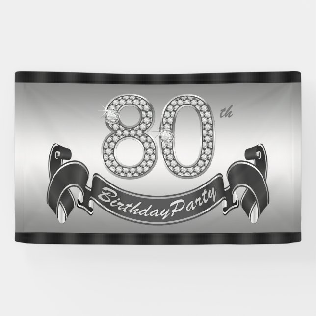 Banderoles Fête d'anniversaire 80 ans argent (Horizontal)